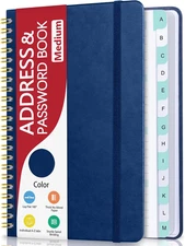 Address Book with Alphabetical Tabs, Hardcover Phone Book Password Keeper with S