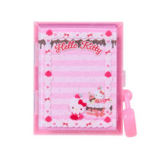 Sanrio Hello Kitty Lockable Case  Memo Set  Whipped Decoration  Japan NEW