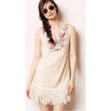 Anthropologie Mermaid Embroidered Lace Crochet Dress Size XS