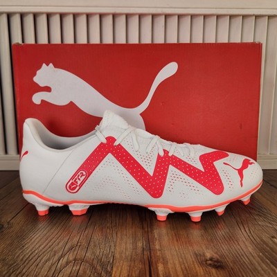 PUMA Future Play FG/AG Mens Sz 10 White Fire Orchid Pink Soccer Cleats 107377-01