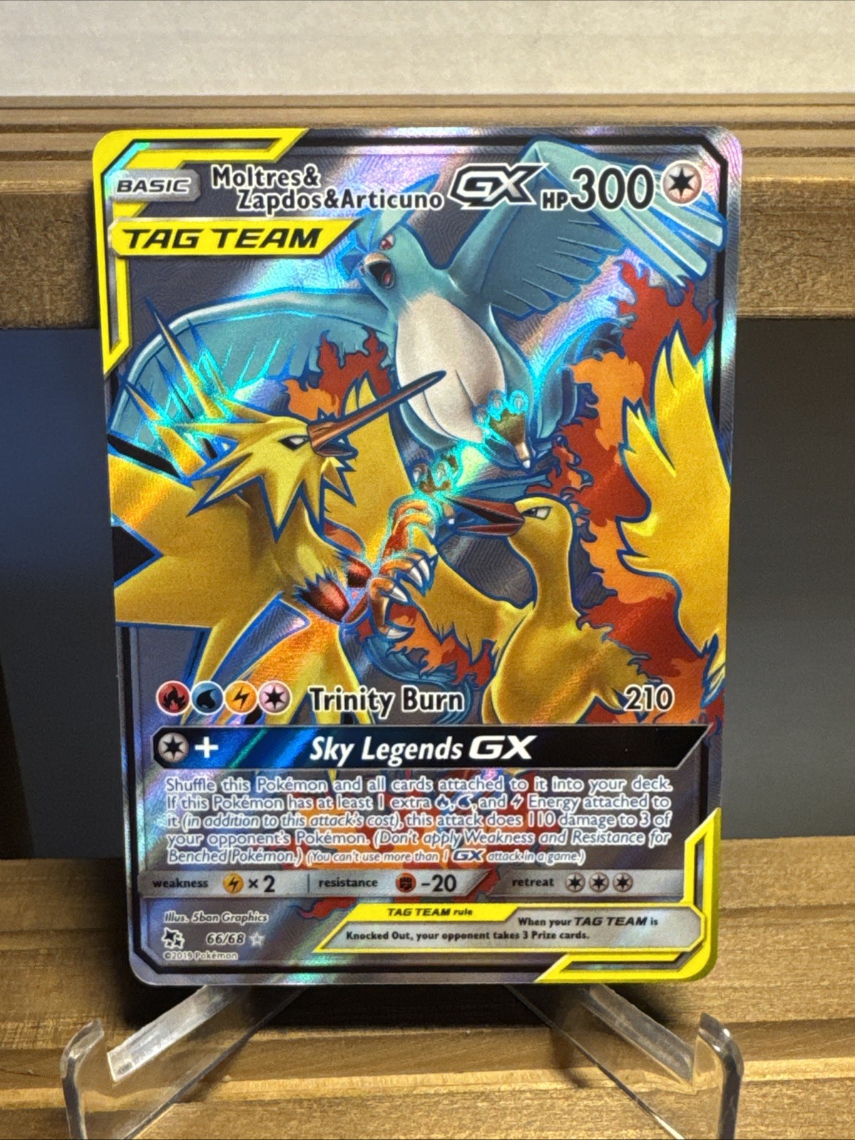 2019 Pokémon Moltres & Zapdos & Articuno GX Full Art 66/68 - Hidden Fates - NM