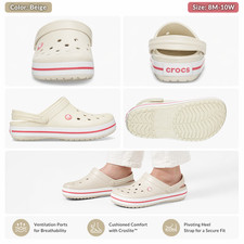 Crocs Unisex Crocband Clog Beige Casual Slip On Comfort Sandals 8M - 10W