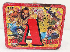 Vintage 1983 THE A-TEAM TV Show Metal Lunchbox Thermos Brand NO Thermos