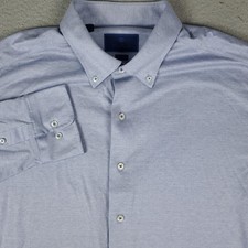 David Donahue Shirt Mens Size 18 Blue Dress Button Up Long Sleeve