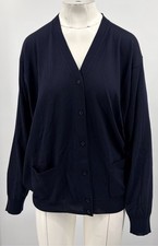 Prada 2024 Navy Wool Long Sleeve Cardigan Sweater sz 46 NEW