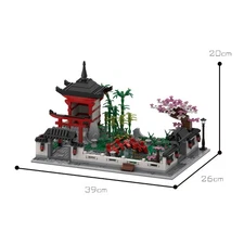 Compatible Modular Japanese Garden with Bridge, Tree and Torii Gate 1641