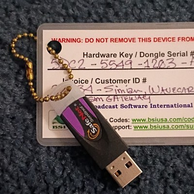 Broadcast Software International USB Dongle Key Simian Wavecart Stinger SDC2-55 