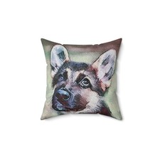 Charming German Shepherd 'Sly' Spun Polyester Throw Pillow