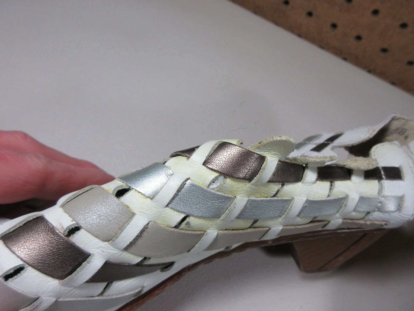 Reiker womens white gray silver Juliane wedge lea… - image 3