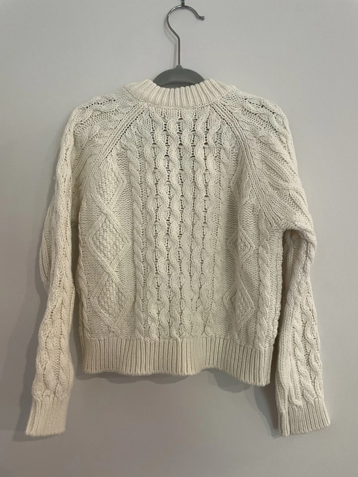 Boys LL Bean Cream Knit 1/4 Zip Sweater Size 5/6 Excellent Condition - Image 3 of 3