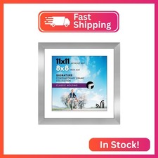 Americanflat 11x11 Picture Frame with Shatter-Resistant Glass - Use as 8x8 Frame