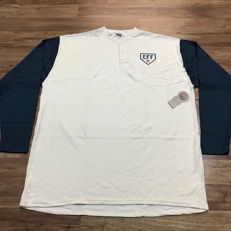 MENS 3XL - NEW Ebbets Field Flannels EFF Logo Fungo Henley Baseball Shirt Navy