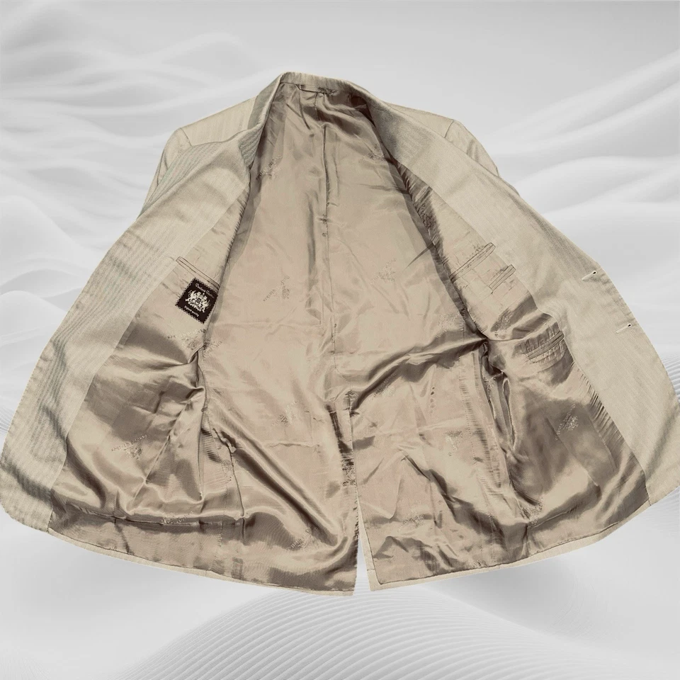 Oxxford Ropa Lana Cachemira? Blazer Abrigo Deportivo Beige Espiga 44L Hecho a Mano Foto 4 de 4