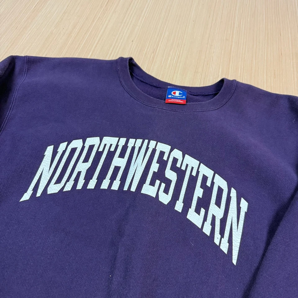 Moletom vintage Champion tecido reverso Northwestern University Wildcats GG - Imagem 3 de 4