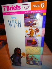 New Disney Wish 7 briefs, size 6