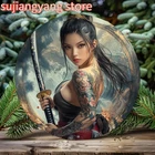 Vintage Japanese Samurai Woman Aluminum Wall Art Tin Metal Signs Home Décor 8x8