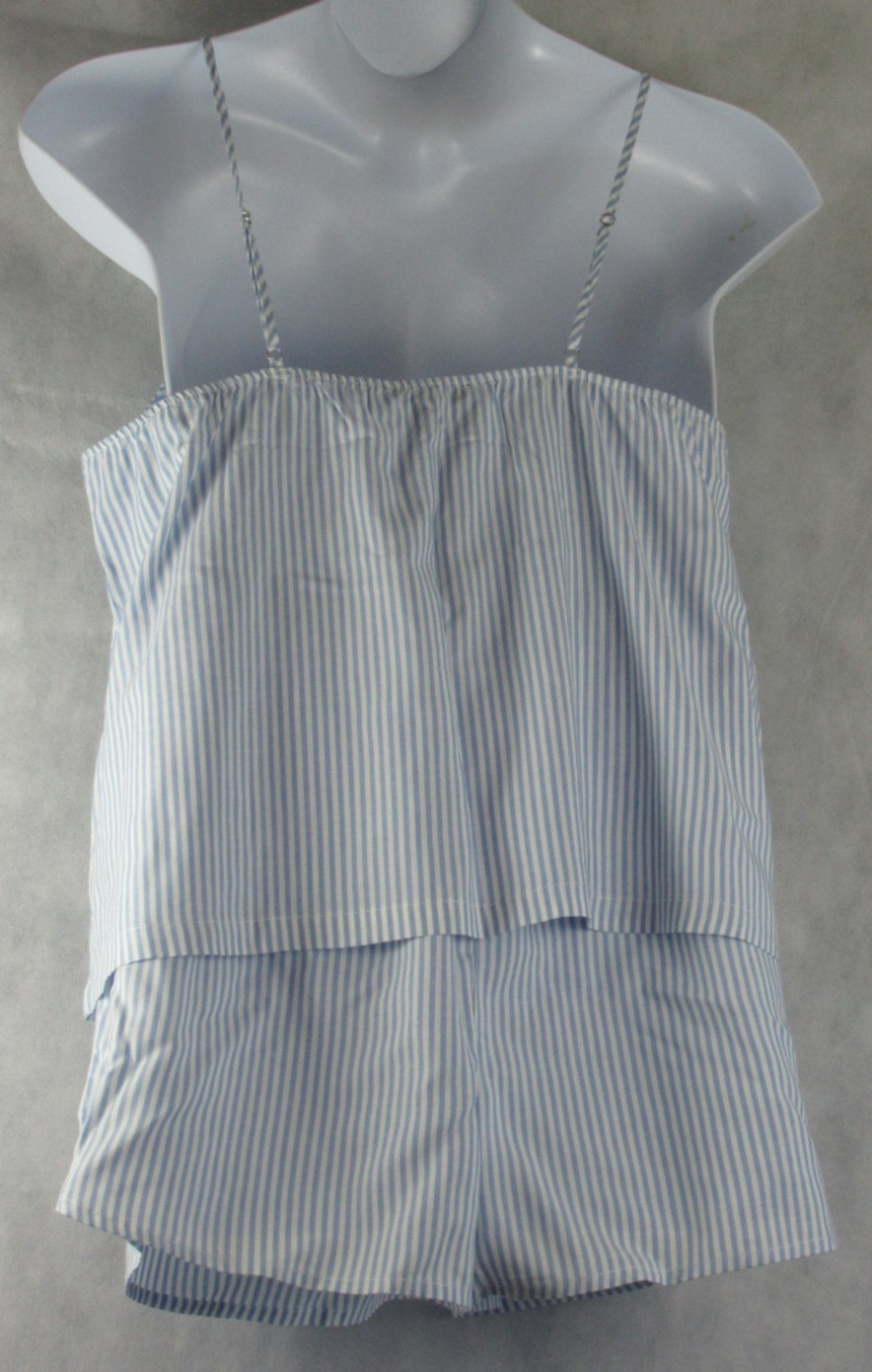 Tommy Hilfiger Women's 2-Piece Cami & Boxer Shorts Pajamas Set, Blue Stripe, XL