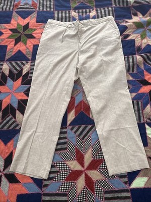 Mens Hart Schaffner Marx Drawstring Flat Khaki DDS Casual Pants Hemmed 40 X 32