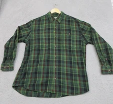 Duluth Trading Co Shirt Mens Large Green Plaid Flannel Button Down Workwear