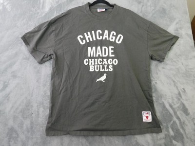 Chicago Bulls Shirt Mens Large Gray NBA Basketball Staple 100% Cotton Crewneck