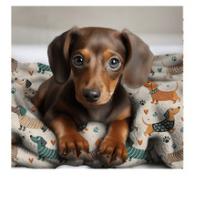 Personalized Dachshund Dog Blanket  Velveteen Microfiber Blanket - 2 Sizes