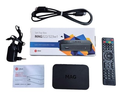 Infomir MAG322W1 IPTV Set-Top Box Built-In WiFi Remote HDMI Cable Adapter NEW