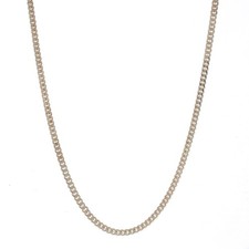 Sterling Silver Diamond Cut Curb Chain Necklace 17 3/4" - 925 Italy