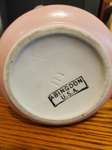 Abingdon #114 Art Deco Pottery Vase 9.5"/USA/Vintage/Matt Pink - Picture 5 of 5
