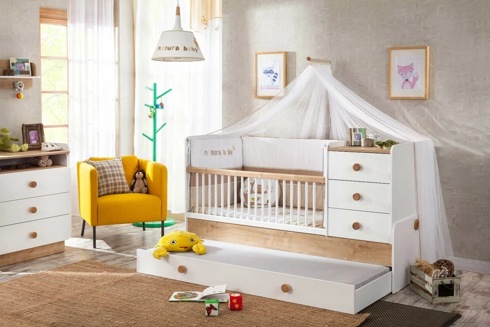 Cilek Natura mitwachsendes Babybett mit Gästebett 80x130-180 cm - Bild 3 von 4