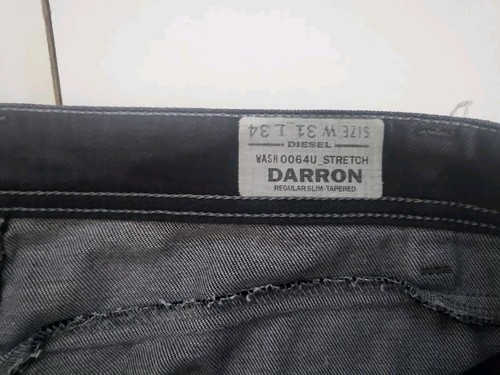 Diesel Darron Jeans Mens W31 L34 Black Regular Slim Tapered Denim Trousers - Picture 3 of 5