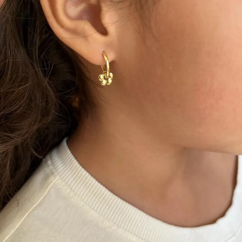 Bubble Flower Earring, Gold plated 925 Silver earrings, Gift For mother's Day - Picture 3 of 5