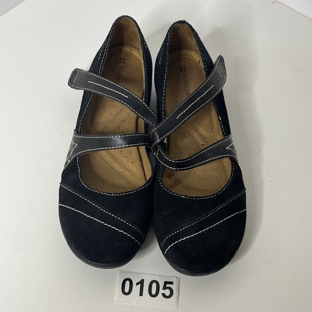 Naturalizer Mary Jane Shoes Womens Size M Black Leather Suede