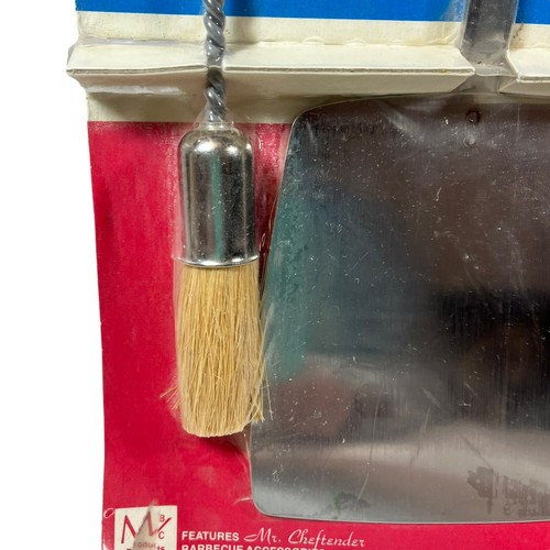 Vtg BBQ Tools Mr Cheftender Stainless Steel Fork Spatula Tongs Wood Handle NOS - Picture 6 of 10