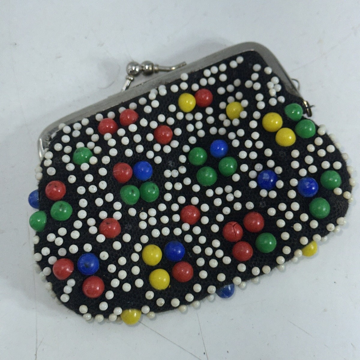 Vintage Beaded Coin Purse Mulit -Colored Kiss Lock Retro Candy | eBay