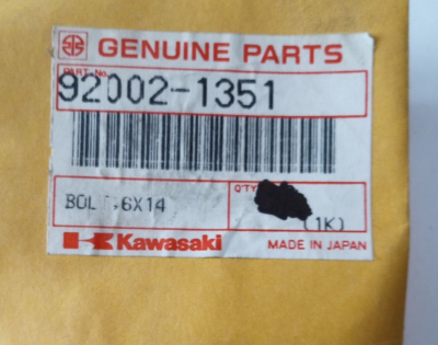 Kawasaki Bayou 220, Bayou 250, Ninja 250 Bolt 6X14 NOS 92002-1351