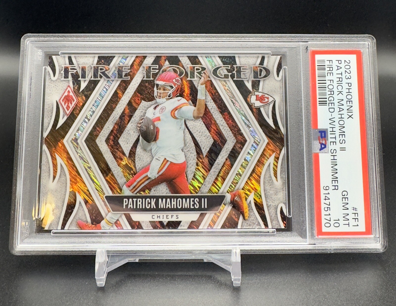 Patrick Mahomes - 2023 Panini Phoenix Fire Forged White Shimmer 🔥🔥 PSA 10