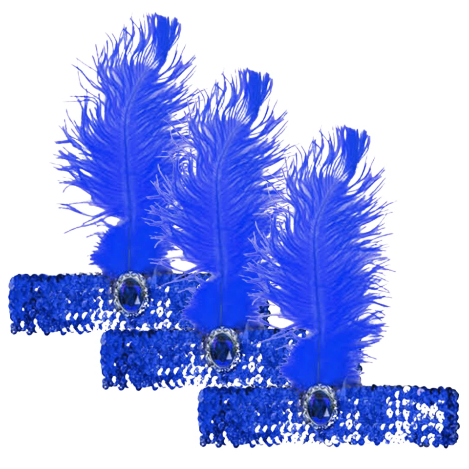 3 x 1920-х FLAPPER обруч для волос головной убор перо блестки Чарльстон костюм Гэтсби - B - Изображение 2 из 4