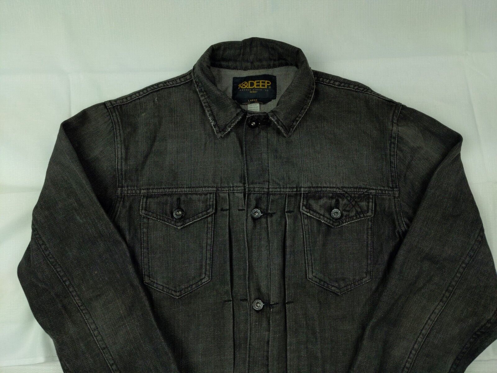 Messing Gylden en kop 10 Deep 10th Division Garment Supply Co. Black Denim Jacket Men&#039;s L  Trucker | eBay