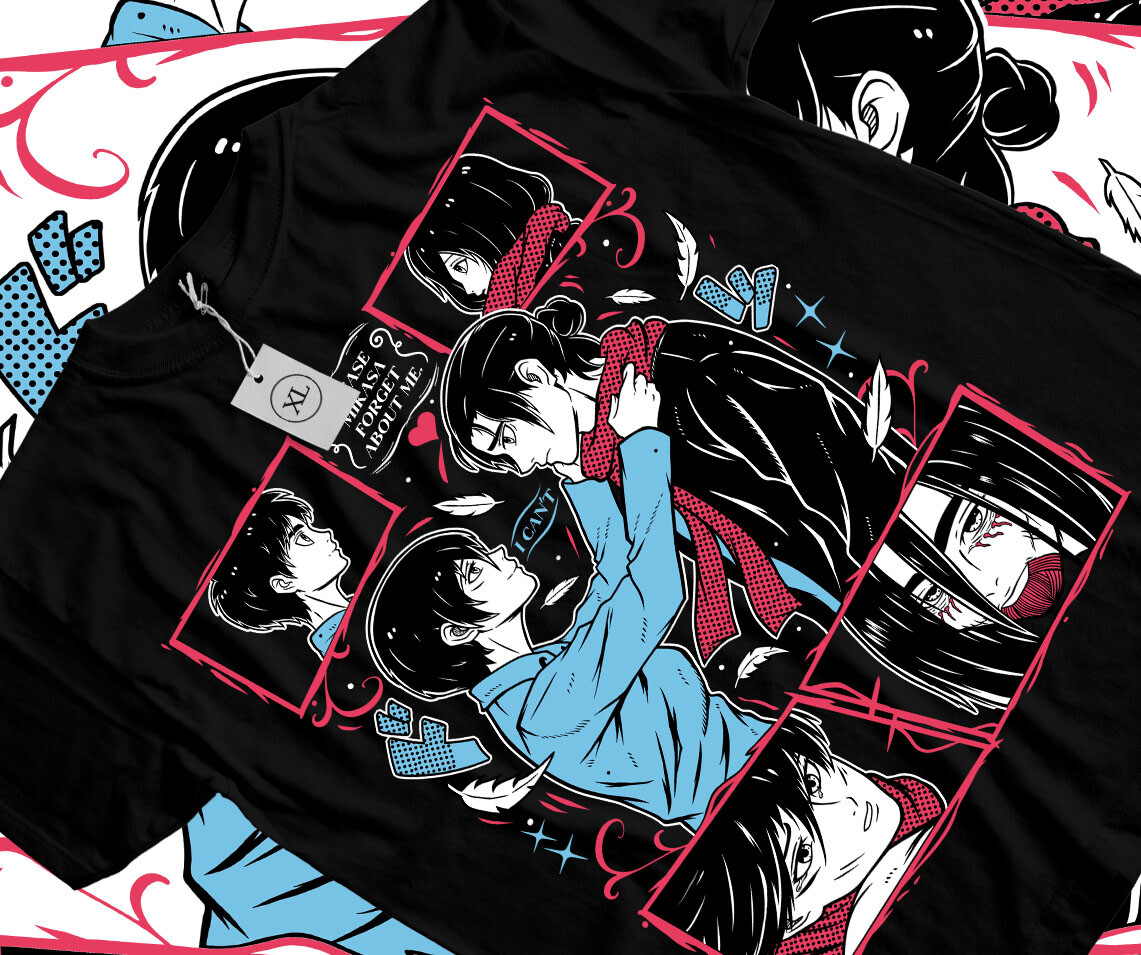 Attack On Titan Eren and Mikasa T-Shirt Girl Horror Anime AOT