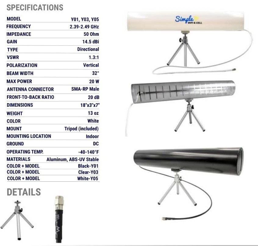 White Yagi Indoor Desktop Cantenna Wi-Fi 2.4 GHz  WiFi Antenna 15dBi booster - Image 2 of 4