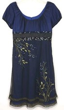 ADRIANNA PAPELL Dress 8 Sequin Short Sleeve Cocktail Formal Embroidered Milkmaid