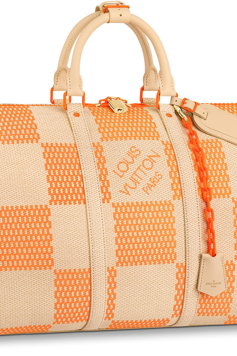 Louis Vuitton Keepall Bandouliere 50 Raffia Orange Beige Weekend