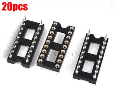 20Pcs Round Sockets Adaptor Gold Plated Solder Type Machined 18Pin Dip Sip Ne wc