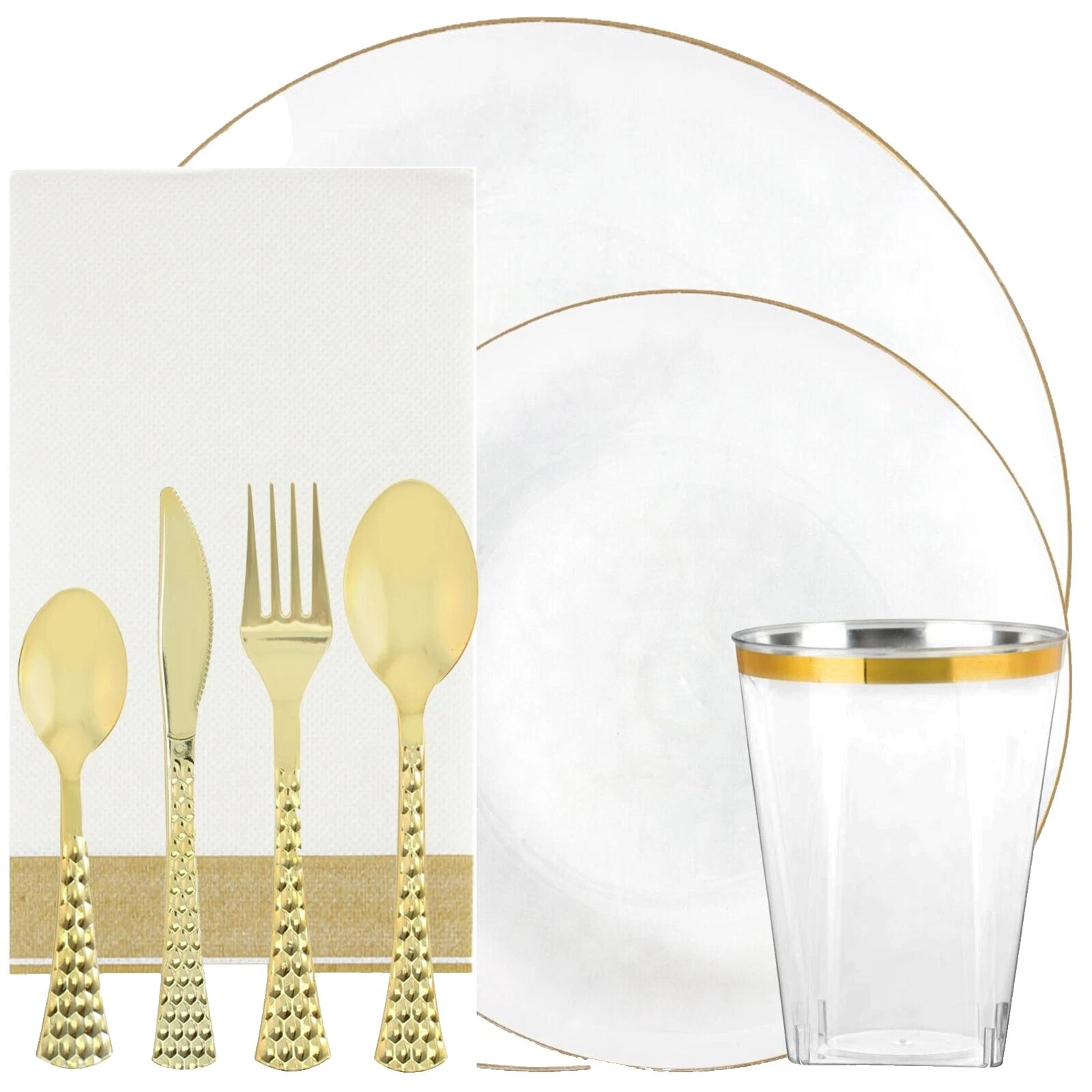 White Plastic Party Tableware Sets