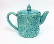  NEW BIA TURQUOISE BLUE GREEN CERAMIC TEXTURED 3D TEA, COFFEE POT,TEAPOT