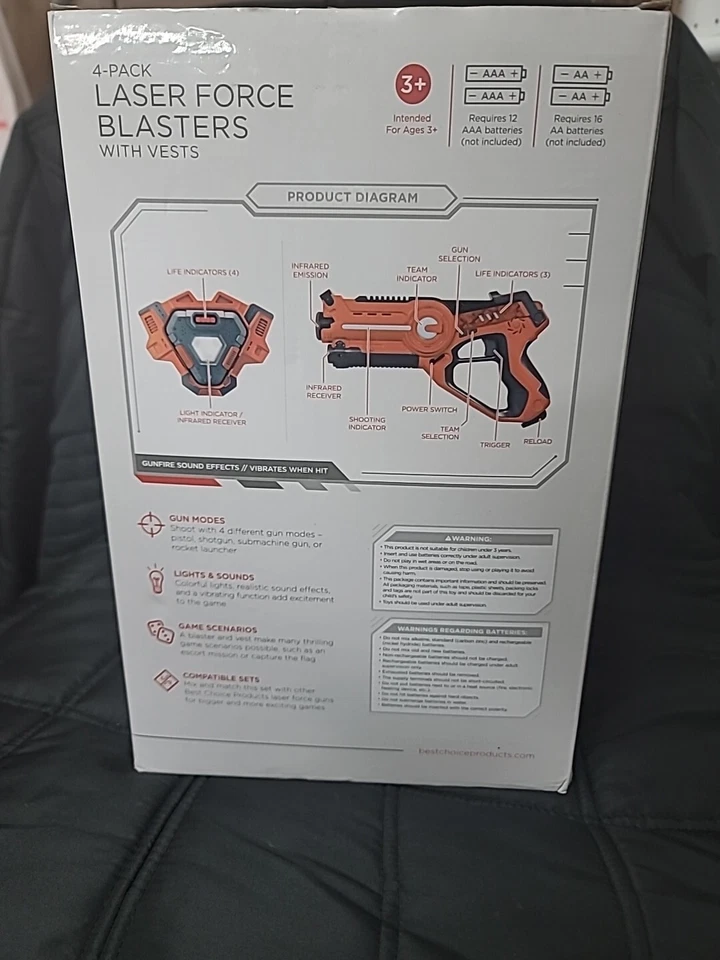 Pack de 4 blasters láser Force con chalecos - Nuevos Foto 4 de 4
