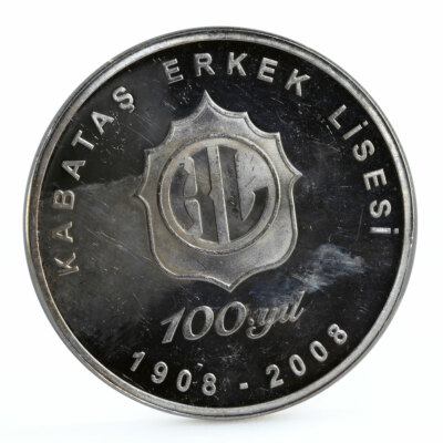 Turkey 40 lira Kabatas High School Education Center proof silver