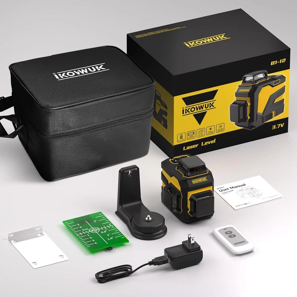 Versatile Laser Level with 12 Green Lasers - Ideal for Home and Professional Use