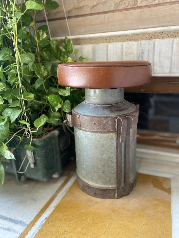 Vintage Hand Made Stool Height Kitchen Chairs Leather Armless Unique Barstools - Image 2 of 4