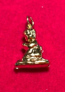 Authentic 14 KT GOLD PLATED GIRL PRAYING 3D HOLLOW CHARM ABOUT ONE 1/8 INCH HIGH-406